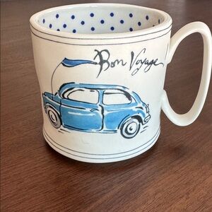 ANTHROPOLOGIE Sketchbook Mug Bon Voyage! EUC Cars Stoneware 14 oz #D40369050